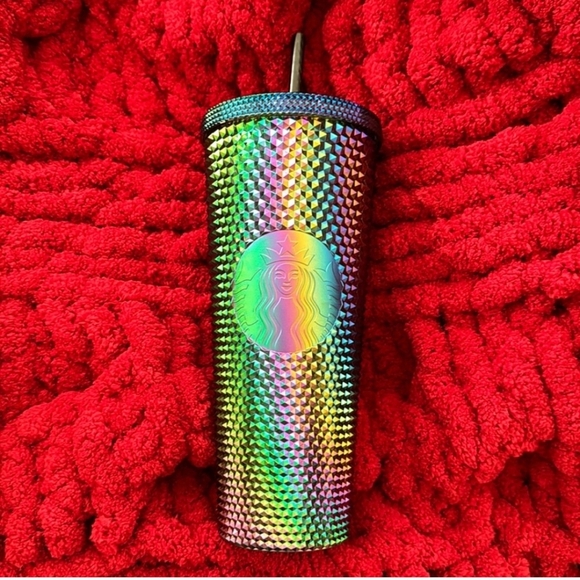 Starbucks Limited Edition Studded Oil Slick Rainbow Iridescent Tumbler 24 OZ - Picture 1 of 3